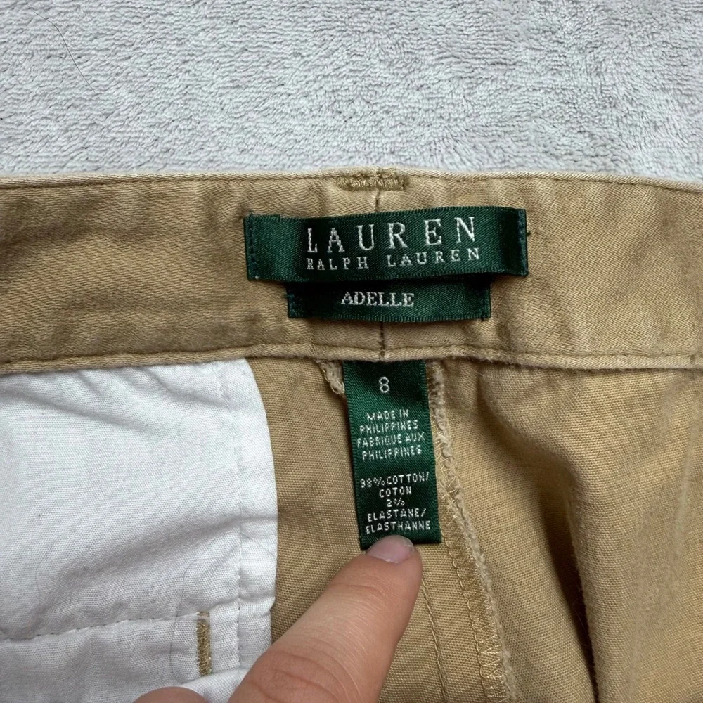 Lauren Ralph Lauren Adelle Khaki Chino Pants Tan Bootcut Stretch Trousers Mens 8